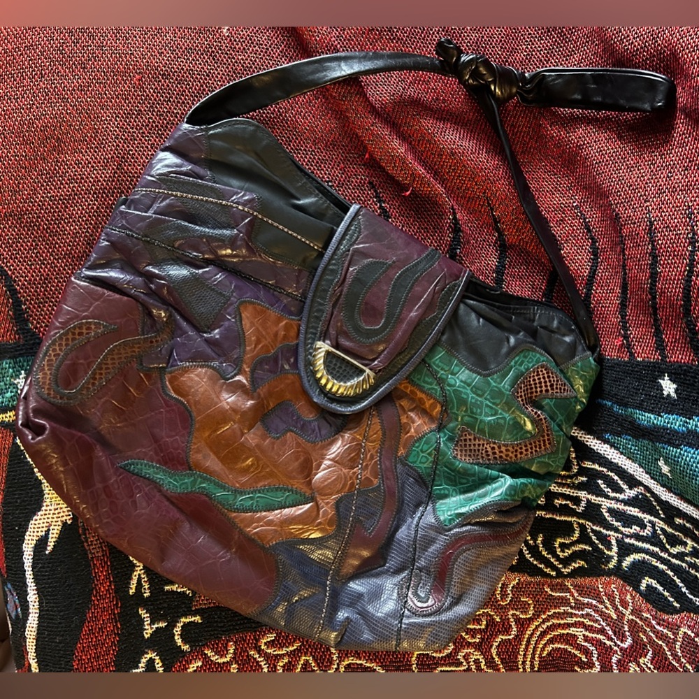 Vintage Multi-Colored Leather Handbag By: Michelle Handbags